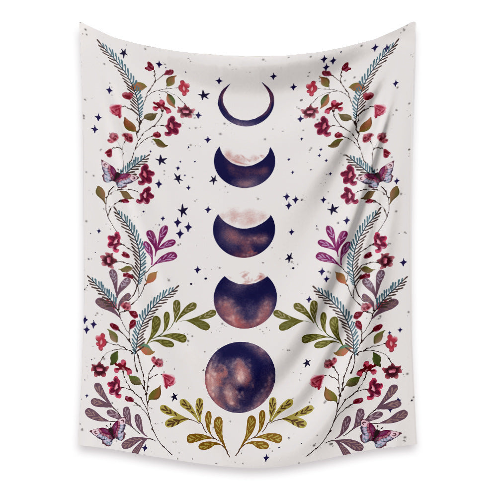 Tapisserie Murale Phases de Lune & Fleurs – Magie Bohème