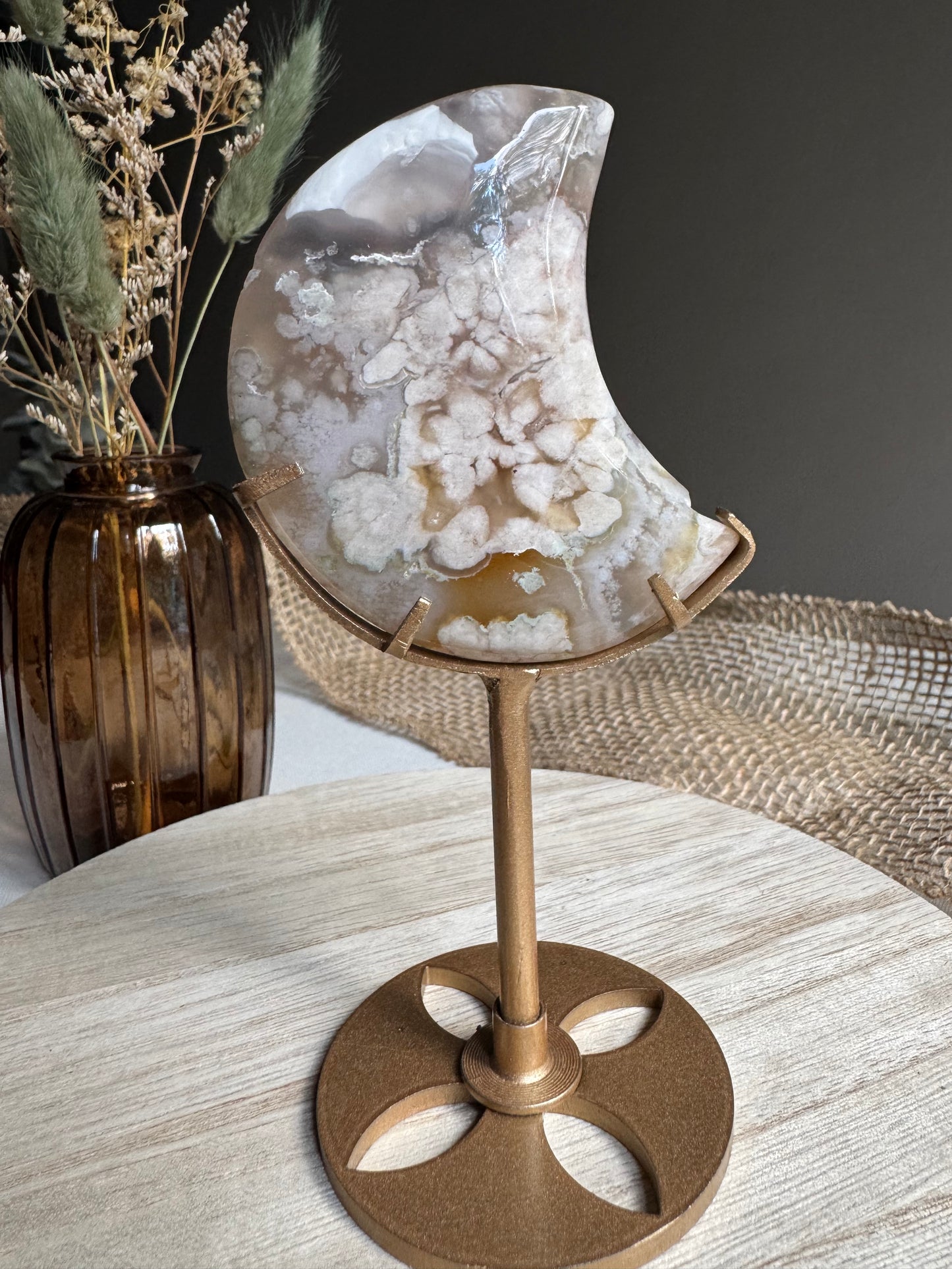 Agate fleur | Lune sur support