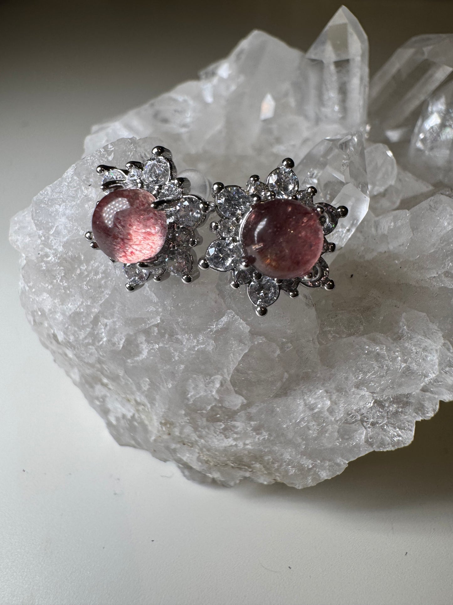 Quartz Fraise - Boucles d'Oreilles