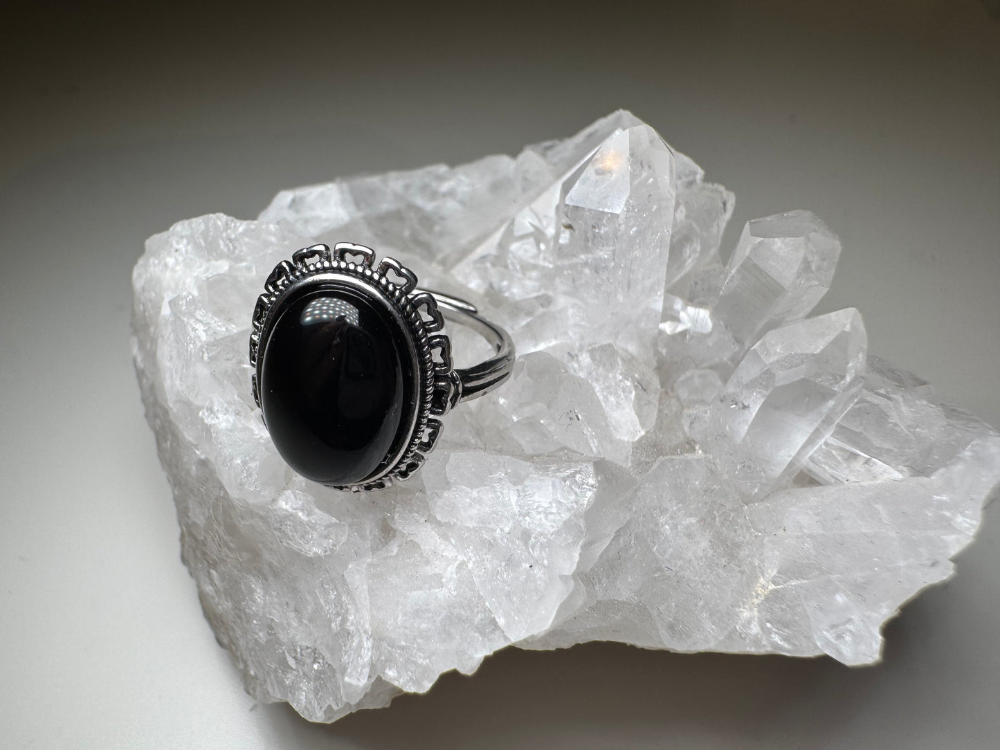 Obsidienne - Bague en cuivre