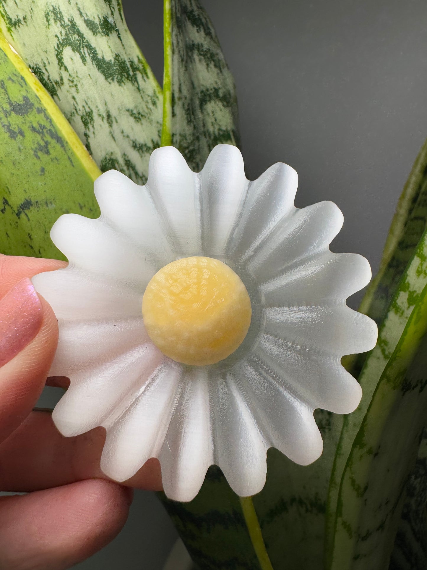 Sélénite & Calcite orange| Fleur sur support