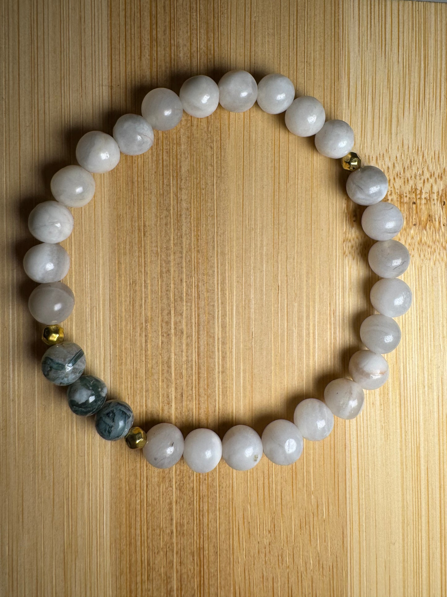 Agate blanche & Agate Mousse - Bracelet