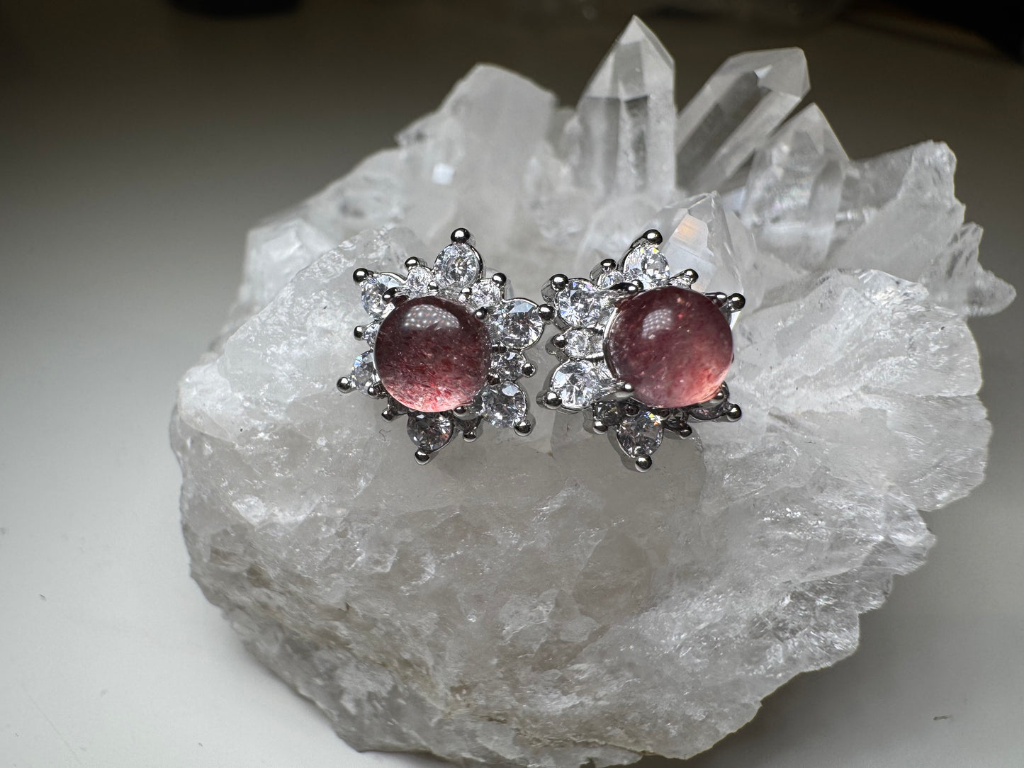 Quartz Fraise - Boucles d'Oreilles