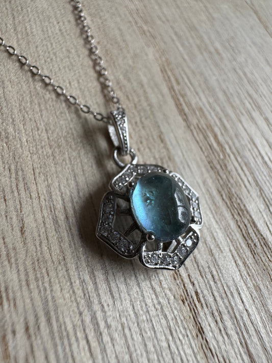 Aigue-Marine - Chaîne + Pendentif