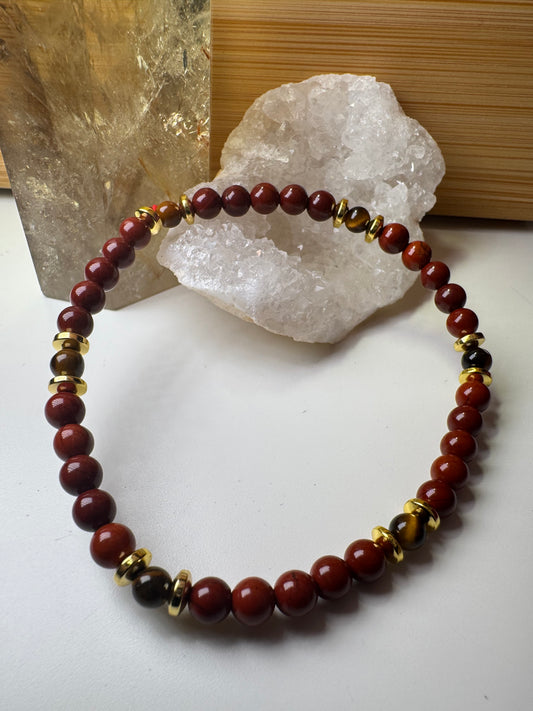 Jaspe Rouge & Oeil de Tigre - Bracelet