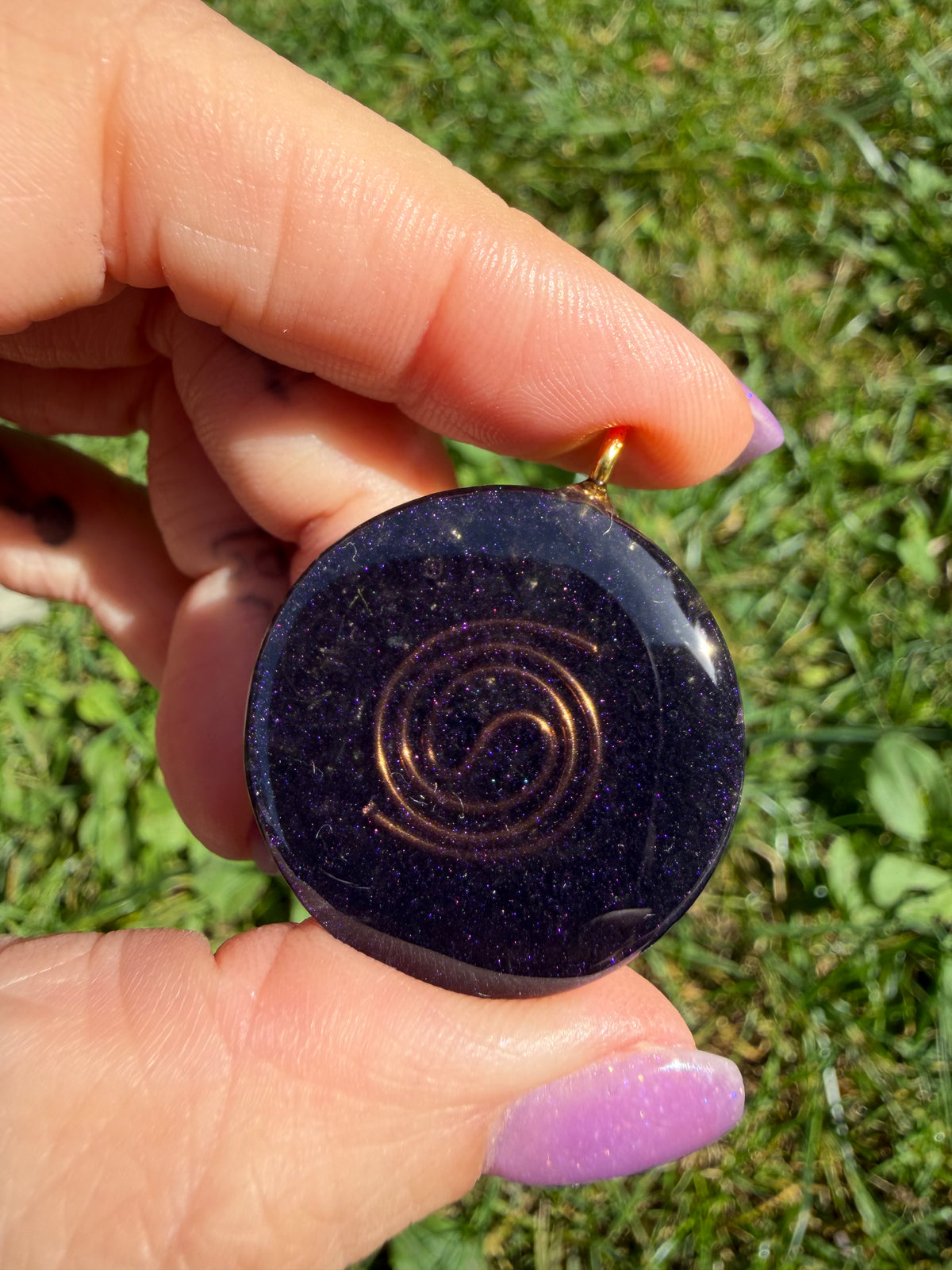 Obsidienne doré & Charoïte - Orgonite 3cm